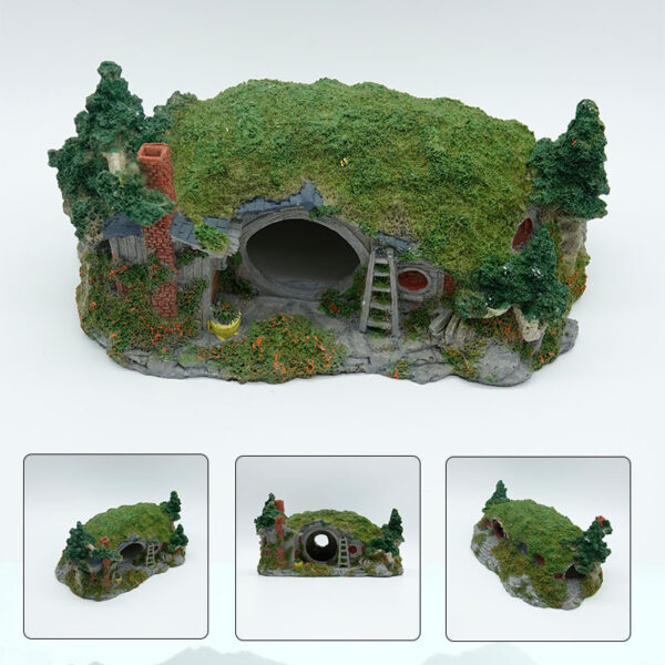 Aquarium Landscaping Castle Decoration Ornaments House Fish Tank Wooden House - Image 2