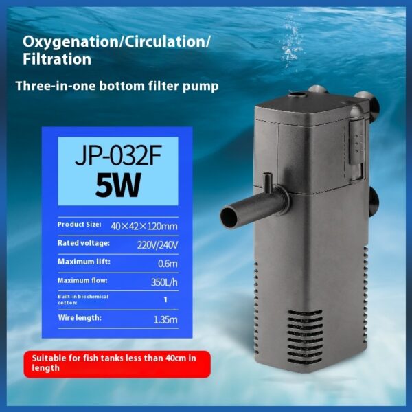 Fish Tank Aquarium Filter Three-in-one Built-in Filter - Image 2